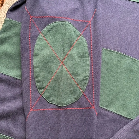 NWT Façonnable Men’s XXL Striped Rugby Polo Shirt Navy Green White Crest Logo - Picture 8 of 12